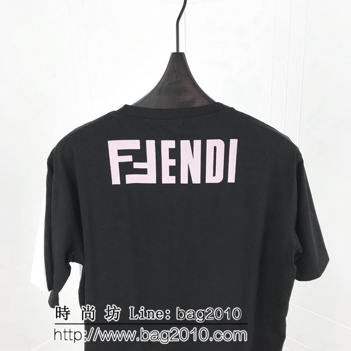 FENDI芬迪 19ss新款 前後拼色設計 字母印花 上身潮爆定制精梳棉面料 男女同款 ydi2554